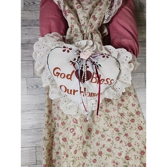 Vintage God Bless Our Home Bunny Rabbit Upright Vacuum Cover w/ Stuffed Heart - Picture 2 of 7